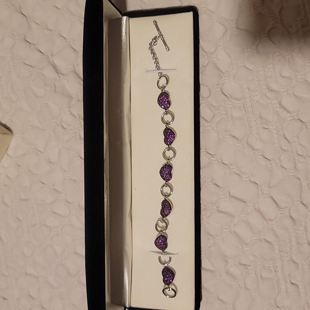 Kay Jewelers sterling silver and pink heart bracelet.